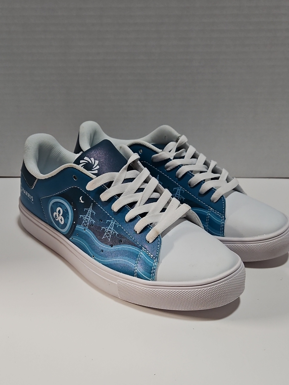 Men's Blue Graphic Custom Promotional Harris Utilities Low Top Sneakers